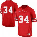 Men's NCAA Ohio State Buckeyes Only Number #34 College Stitched Authentic Nike Red Football Jersey MT20A00KJ